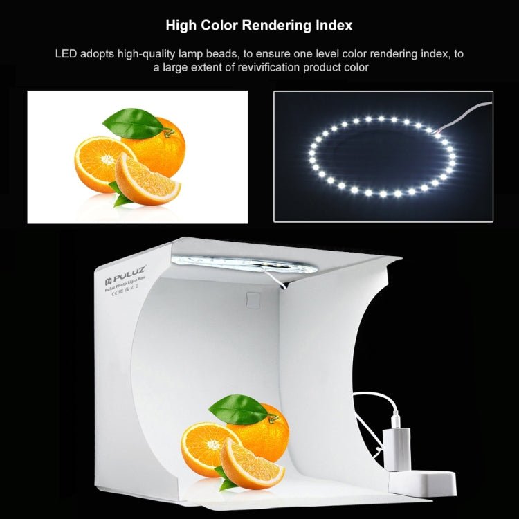 PULUZ 23cm Ring LED Panel Folding Portable Light Photo Lighting Studio Shooting Tent Box Kit with 6 Colors Backdrops (Black, White, Yellow, Red, Green, Blue), Unfold Size: 24cm x 23cm x 23cm - British D'sire