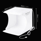 PULUZ 23cm Ring LED Panel Folding Portable Light Photo Lighting Studio Shooting Tent Box Kit with 6 Colors Backdrops (Black, White, Yellow, Red, Green, Blue), Unfold Size: 24cm x 23cm x 23cm - British D'sire