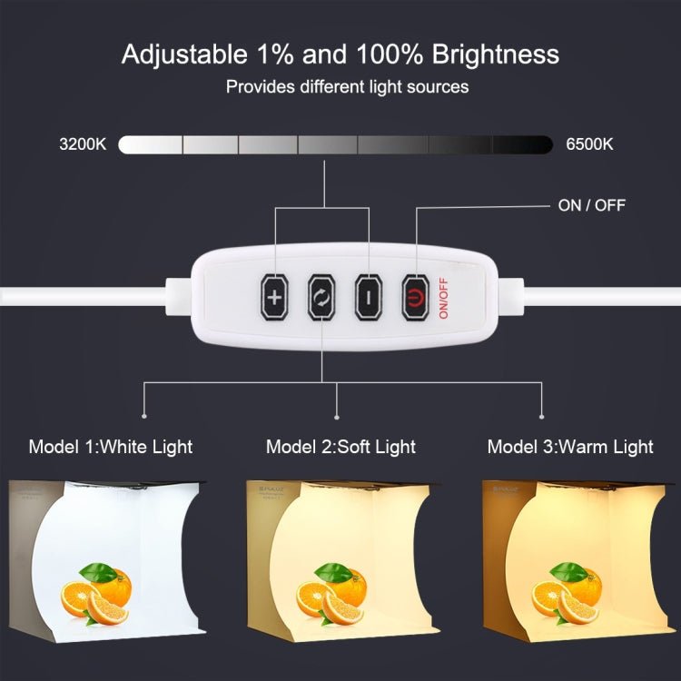 PULUZ 23cm Ring LED Panel Folding Portable Light Photo Lighting Studio Shooting Tent Box Kit with 6 Colors Backdrops (Black, White, Yellow, Red, Green, Blue), Unfold Size: 24cm x 23cm x 23cm - British D'sire
