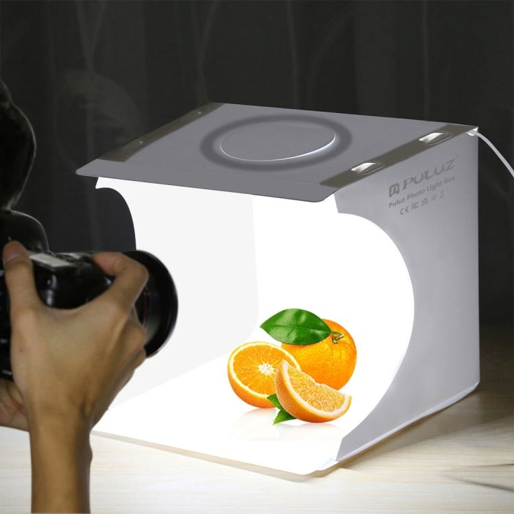 PULUZ 23cm Ring LED Panel Folding Portable Light Photo Lighting Studio Shooting Tent Box Kit with 6 Colors Backdrops (Black, White, Yellow, Red, Green, Blue), Unfold Size: 24cm x 23cm x 23cm - British D'sire