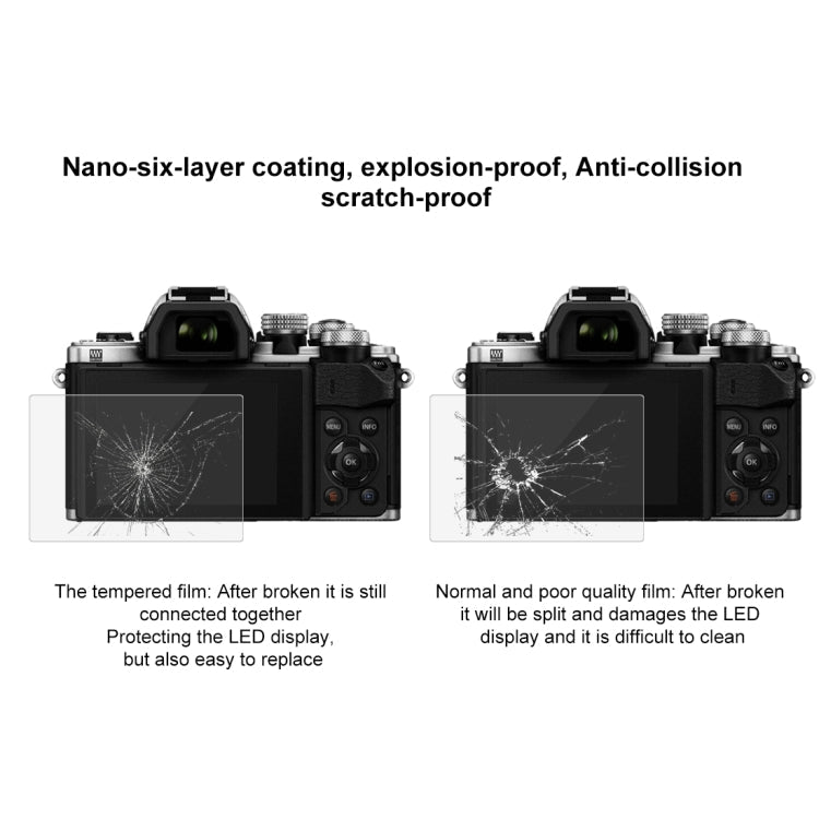 PULUZ 2.5D 9H Tempered Glass Film for Olympus EM10 / II / III / OM-D / EM-1/ II / III / E-P5 / E-PL7 / E-PL8 / 8 / 9 EM5 II / PEN-F / EM1X, Nikon 1V3, Panasonic GF6 / G99 / GX7III GX8 / GH3, Fujifilm X-H1 - British D'sire