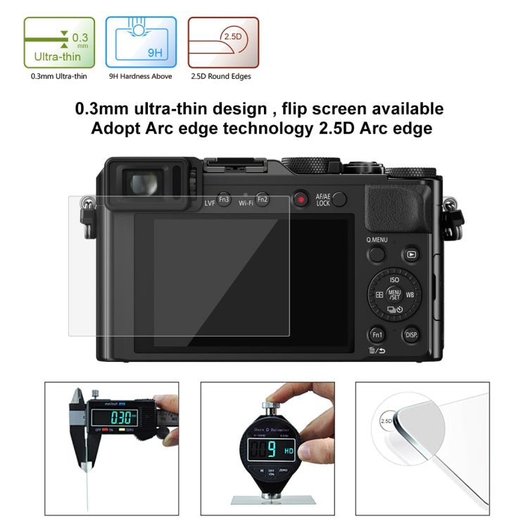 PULUZ 2.5D 9H Tempered Glass Film for Panasonic DMC-LX100, Compatible with Panasonic TX1 / TX2 / LX100II / LX100 / GF2 / GF3 / GF5 / GF6 / WEA / GM1 / FL1GK / GX7 / GF9 / GF8 / GF7 / GM1S / TZ70 / T ... X-E3, Nikon S2 / XS10, Casio ZS240 / ZS210 / ZS190 - British D'sire