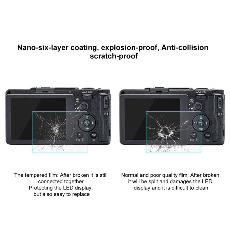 PULUZ 2.5D 9H Tempered Glass Film for Ricoh GR II / GR, Compatible with Casio ZS29 / ZS28 / ZS27 / Z550, Panasonic SZ10, Sony A58 / 55 / DSC-WX60 / DSC-W730, Canon IXY210 / A3300 / SX70 / S90 / G1X - British D'sire