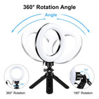 PULUZ 4.7 inch 12cm USB 3 Modes Dimmable LED Ring Vlogging Photography Video Lights + Pocket Tripod Mount Kit with Cold Shoe Tripod Ball Head(Black) - British D'sire