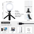 PULUZ 4.7 inch 12cm USB 3 Modes Dimmable LED Ring Vlogging Photography Video Lights + Pocket Tripod Mount Kit with Cold Shoe Tripod Ball Head(Black) - British D'sire