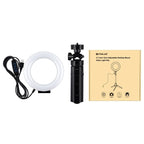 PULUZ 4.7 inch 12cm USB 3 Modes Dimmable LED Ring Vlogging Photography Video Lights + Pocket Tripod Mount Kit with Cold Shoe Tripod Ball Head(Black) - British D'sire