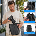 PULUZ Camera Protective Inner Bag Thick Padded Carrying Pouch with Shoulder Strap for Mirrorless & DSLR Cameras, Size: L (Black) - British D'sire