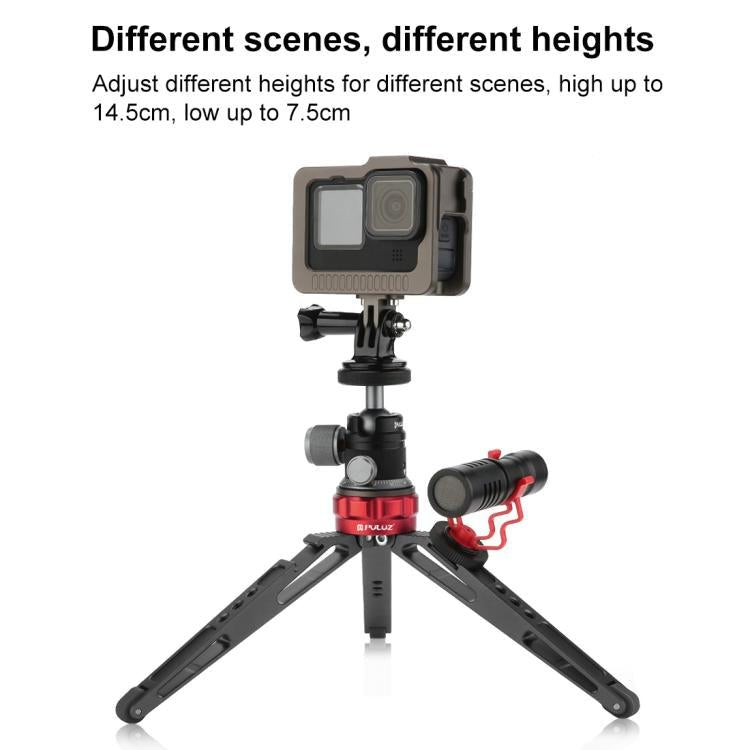 PULUZ Desktop Vlogging Live Tripod Holder with Cold Shoe Bases for DSLR & Digital Cameras, Adjustable Height: 7.5-14.5cm - British D'sire