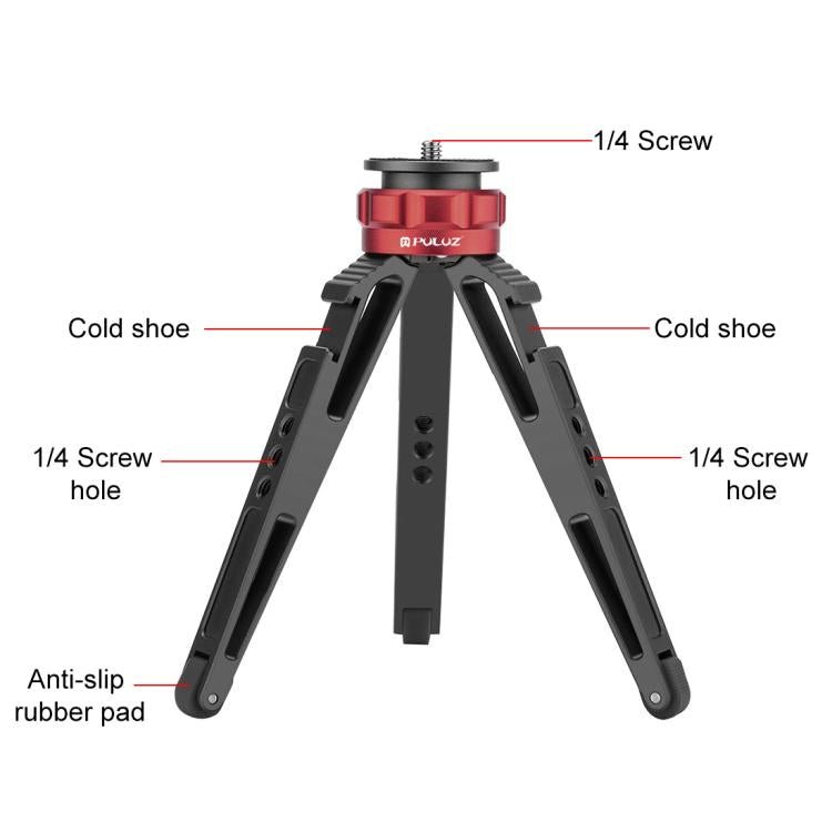 PULUZ Desktop Vlogging Live Tripod Holder with Cold Shoe Bases for DSLR & Digital Cameras, Adjustable Height: 7.5-14.5cm - British D'sire