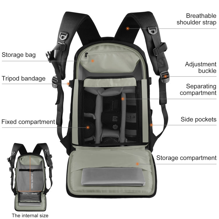 PULUZ Outdoor Portable Waterproof Scratch-proof Dual Shoulders Backpack Handheld PTZ Stabilizer Camera Bag with Rain Cover for Digital Camera, DJI Ronin-SC / Ronin-S (Black) - British D'sire