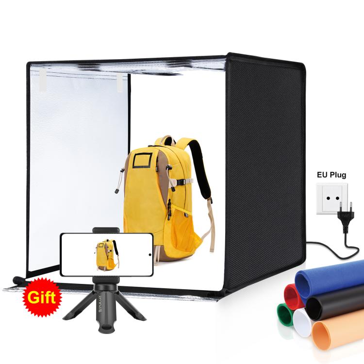 PULUZ Photo Studio Light Box Portable 60 x 60 x 60 cm Light Tent LED 5500K White Light Dimmable Mini 36W Photography Studio Tent Kit with 6 Removable Backdrops (Black Orange White Green Blue Red)(EU Plug) - British D'sire