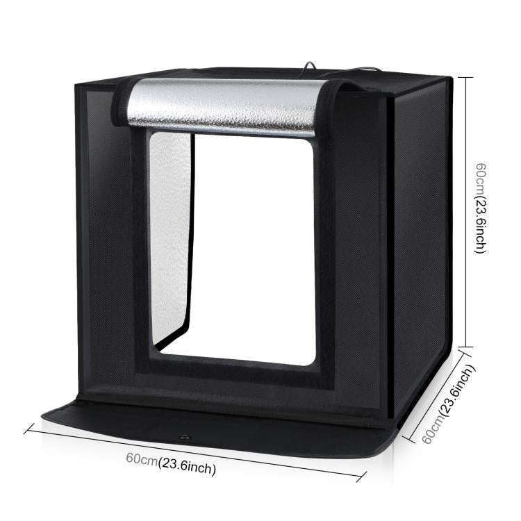 PULUZ Photo Studio Light Box Portable 60 x 60 x 60 cm Light Tent LED 5500K White Light Dimmable Mini 36W Photography Studio Tent Kit with 6 Removable Backdrops (Black Orange White Green Blue Red)(US Plug) - British D'sire