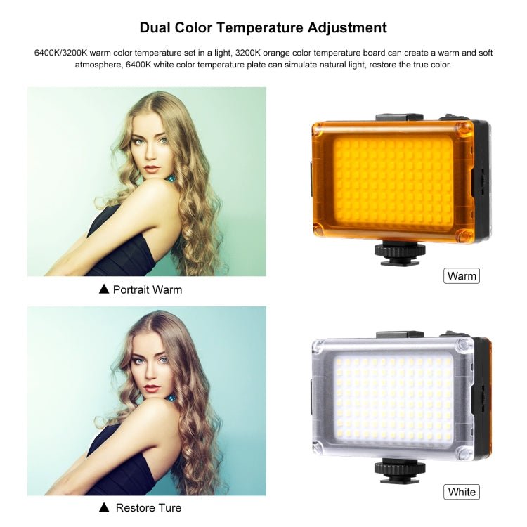 PULUZ Pocket 104 LED 1800LM Professional Vlogging Photography Video & Photo Studio Light with White and Orange Magnet Filters Light Panel for Canon, Nikon, DSLR Cameras - British D'sire