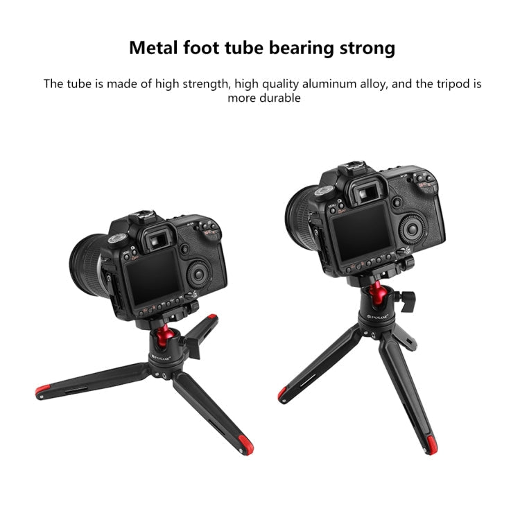 PULUZ Pocket Mini Metal Desktop Tripod Mount with 360 Degree Ball Head for DSLR & Digital Cameras, Adjustable Height: 11-21cm - British D'sire
