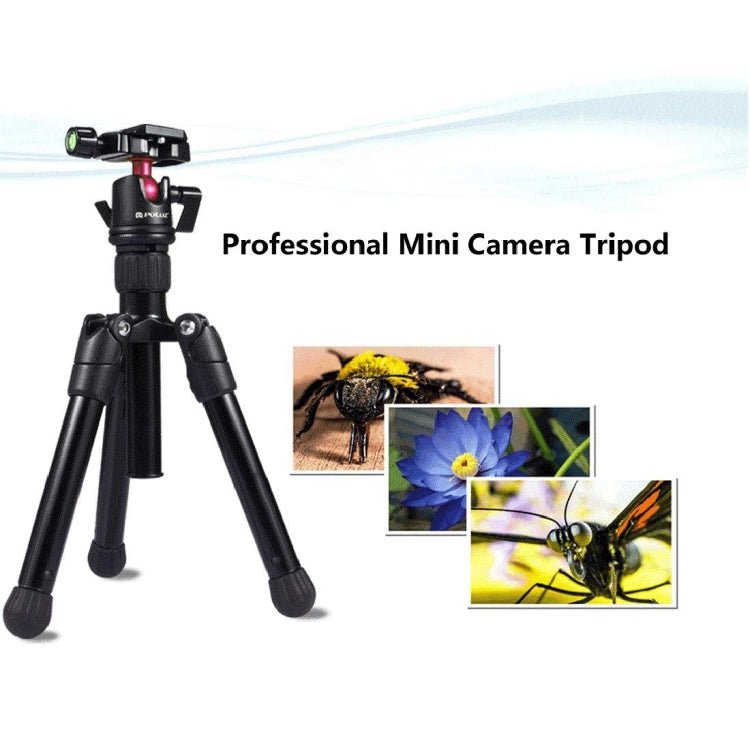 PULUZ Pocket Mini Microspur Photos Magnesium Alloy Tripod Mount with 360 Degree Ball Head for DSLR & Digital Camera, Adjustable Height: 24.5-57cm, Load Max: 3kg - British D'sire