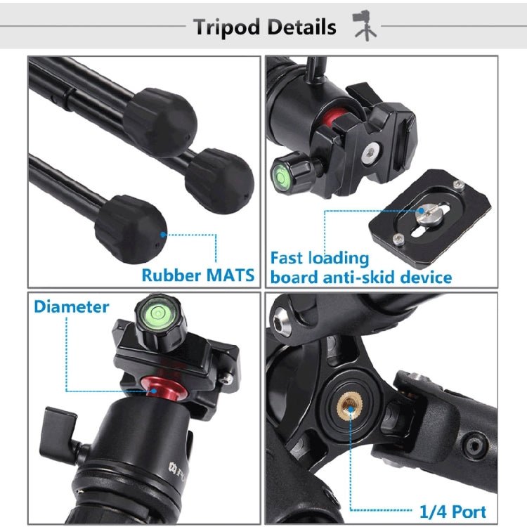 PULUZ Pocket Mini Microspur Photos Magnesium Alloy Tripod Mount with 360 Degree Ball Head for DSLR & Digital Camera, Adjustable Height: 24.5-57cm, Load Max: 3kg - British D'sire