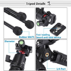 PULUZ Pocket Mini Microspur Photos Magnesium Alloy Tripod Mount with 360 Degree Ball Head for DSLR & Digital Camera, Adjustable Height: 24.5-57cm, Load Max: 3kg - British D'sire