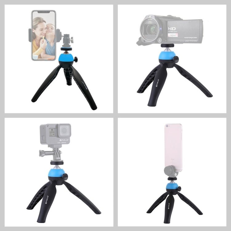 PULUZ Pocket Mini Tripod Mount with 360 Degree Ball Head for Smartphones, GoPro, DSLR Cameras(Blue) - British D'sire
