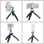 PULUZ Pocket Mini Tripod Mount with 360 Degree Ball Head for Smartphones, GoPro, DSLR Cameras(Blue) - British D'sire