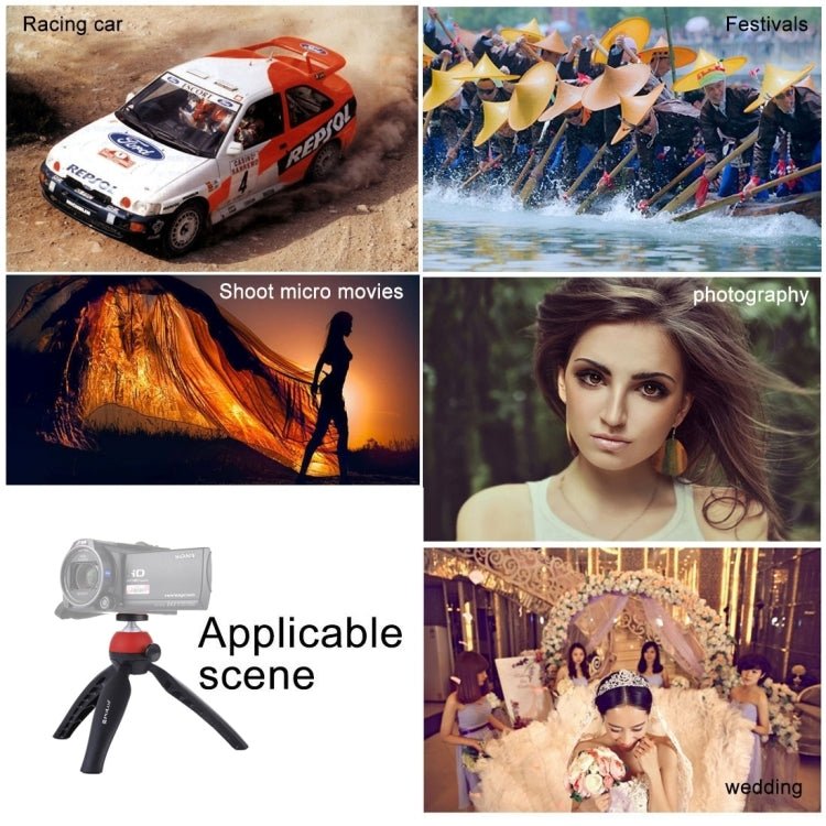 PULUZ Pocket Mini Tripod Mount with 360 Degree Ball Head for Smartphones, GoPro, DSLR Cameras(Red) - British D'sire