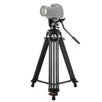 PULUZ Professional Heavy Duty Video Camcorder Aluminum Alloy Tripod with Fluid Drag Head for DSLR / SLR Camera, Adjustable Height: 80-160cm(Black) - British D'sire