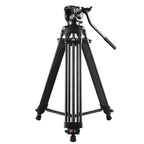 PULUZ Professional Heavy Duty Video Camcorder Aluminum Alloy Tripod with Fluid Drag Head for DSLR / SLR Camera, Adjustable Height: 80-160cm(Black) - British D'sire