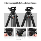 PULUZ Professional Heavy Duty Video Camcorder Aluminum Alloy Tripod with Fluid Drag Head for DSLR / SLR Camera, Adjustable Height: 80-160cm(Black) - British D'sire
