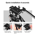 PULUZ Professional Heavy Duty Video Camcorder Aluminum Alloy Tripod with Fluid Drag Head for DSLR / SLR Camera, Adjustable Height: 80-160cm(Black) - British D'sire