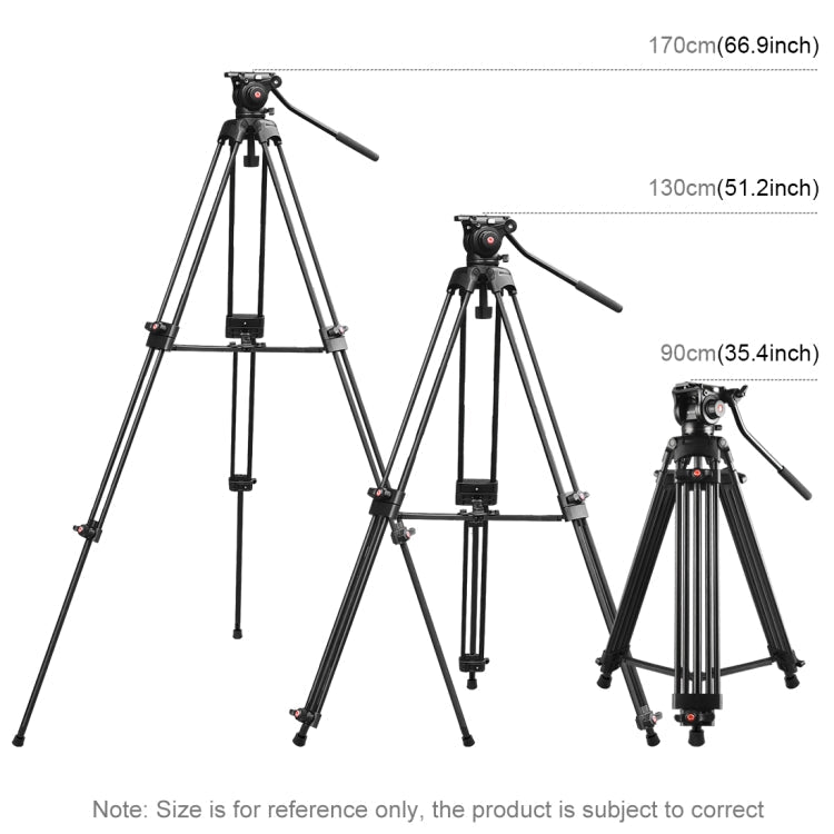 PULUZ Professional Heavy Duty Video Camcorder Aluminum Alloy Tripod with Fluid Drag Head for DSLR / SLR Camera, Adjustable Height: 80-160cm(Black) - British D'sire