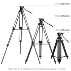 PULUZ Professional Heavy Duty Video Camcorder Aluminum Alloy Tripod with Fluid Drag Head for DSLR / SLR Camera, Adjustable Height: 80-160cm(Black) - British D'sire