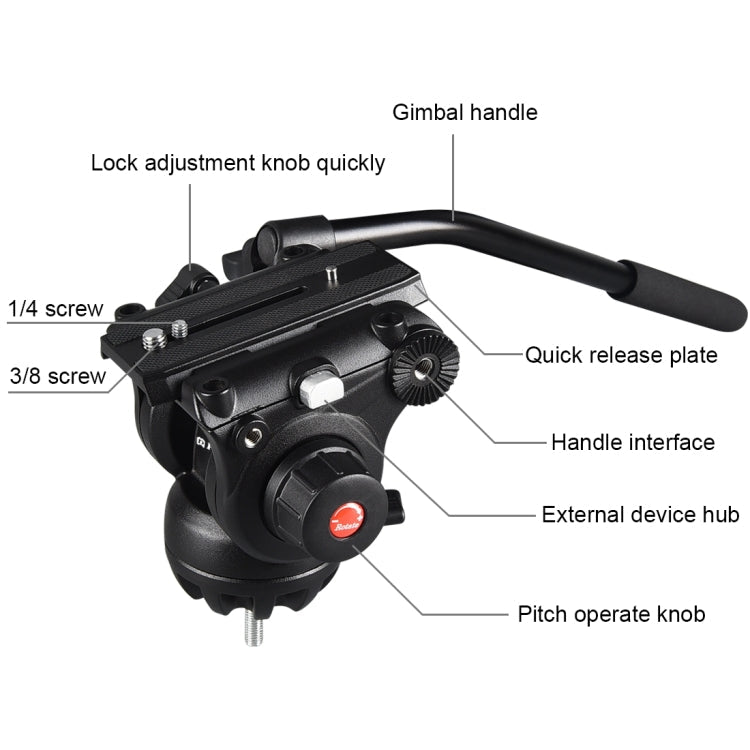 PULUZ Professional Heavy Duty Video Camcorder Aluminum Alloy Tripod with Fluid Drag Head for DSLR / SLR Camera, Adjustable Height: 80-160cm(Black) - British D'sire