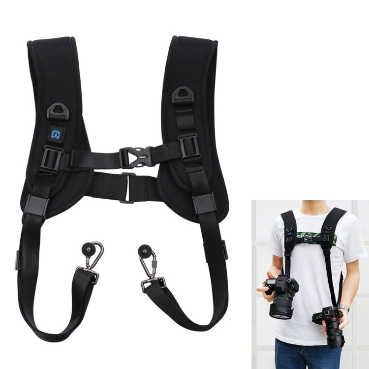 PULUZ Quick Release Double Shoulder Harness Soft Pad Decompression Foam Strap Belt for DSLR Digital Cameras - British D'sire