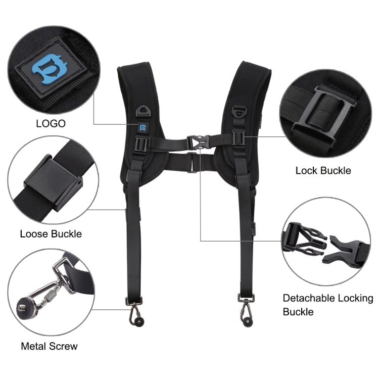 PULUZ Quick Release Double Shoulder Harness Soft Pad Decompression Foam Strap Belt for DSLR Digital Cameras - British D'sire