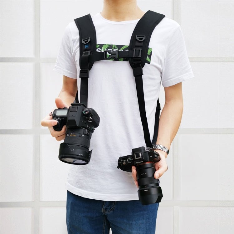 PULUZ Quick Release Double Shoulder Harness Soft Pad Decompression Foam Strap Belt for DSLR Digital Cameras - British D'sire