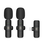 PULUZ Wireless Lavalier Noise Reduction Reverb Microphones for iPhone / iPad, 8 - Pin Receiver and Dual Microphones(Black) - British D'sire