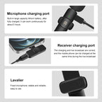 PULUZ Wireless Lavalier Noise Reduction Reverb Microphones for iPhone / iPad, 8 - Pin Receiver and Dual Microphones(Black) - British D'sire