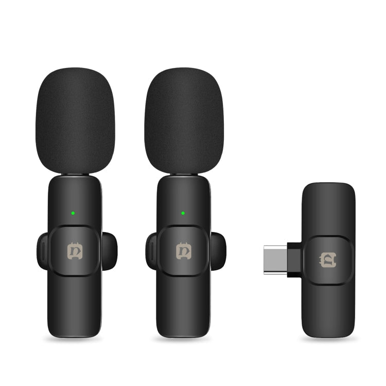 PULUZ Wireless Lavalier Noise Reduction Reverb Microphones for Type - C Phone, Type - C Receiver and Dual Microphones (Black) - British D'sire