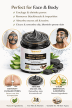 Pure Activated Clay Charcoal Face Mask - Deep Cleanse and Detox - 100% Natural & Organic - 250g - AMMURI PURE ACTIVATED CHARCOAL MUD MASK - British D'sire