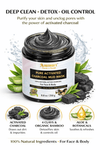 Pure Activated Clay Charcoal Face Mask - Deep Cleanse and Detox - 100% Natural & Organic - 250g - AMMURI PURE ACTIVATED CHARCOAL MUD MASK - British D'sire