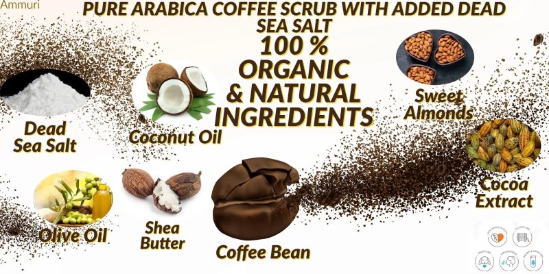 Pure Arabica Coffee Scrub - Organic Cellulite, Acne Treatment, Anti - Aging, 100% Natural - Arabica Coffee Scrub Face Mask - British D'sire