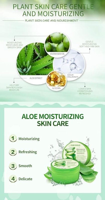 Pure Evolve Aloe Vera Refreshing Gel 92% 220ml, Sooth & Moisture, Alcohol Free & Vegan, Gentle Acne, Sooth Sunburn, Hydrate Hair/Scalp - British D'sire