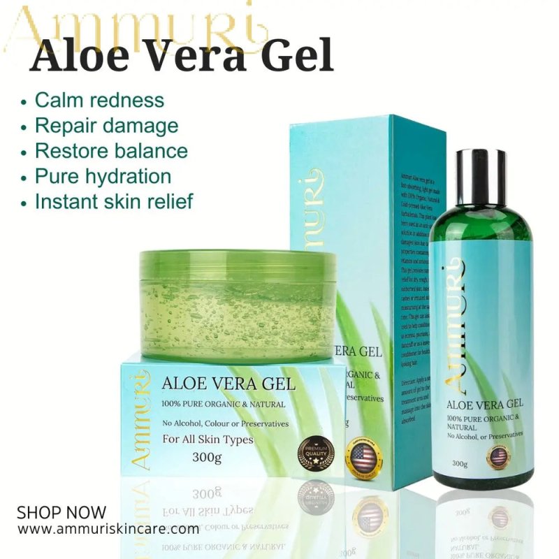 Pure Organic Aloe Vera Gel Skincare Set of 2 Bottle and Jar 300ML Alcohol Free No Preservatives - British D'sire