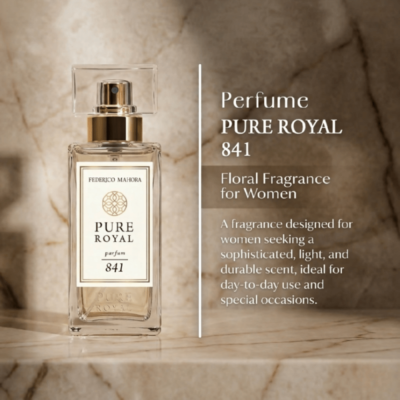Pure Royal 841 Women’s Perfume 50 ml – Modern Floral, Top Notes Bergamot & Cypress, Iris & Musk - EDP SPRAY - British D'sire