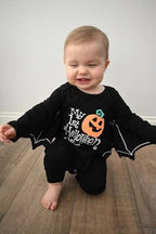 PythJooh Baby Boy Girl My 1st Halloween Outfits Unisex Baby One - piece Long Sleeve Bat Romper Jumpsuit with Hat Clothing Set for 0 - 18Months - Rompers - British D'sire