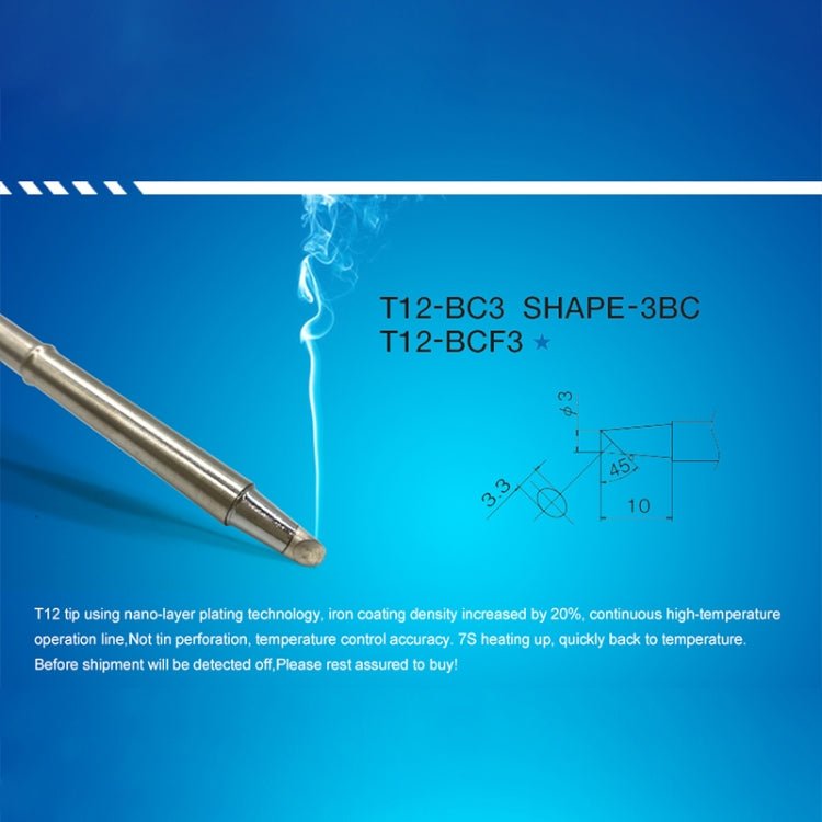 QUICKO T12 - BC3 Lead - free Soldering Iron Tip - British D'sire