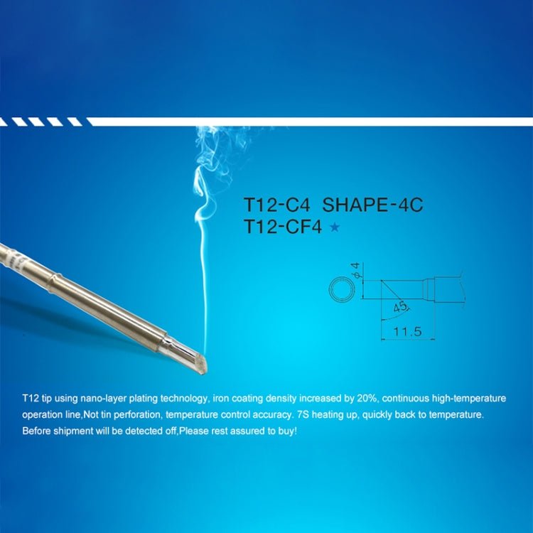 QUICKO T12 - C4 Lead - free Soldering Iron Tip - British D'sire