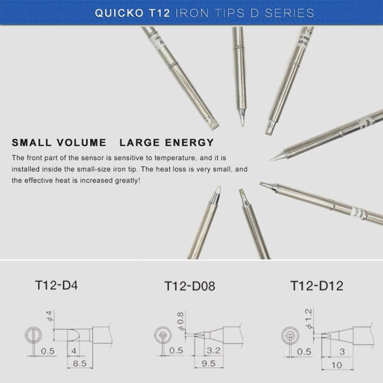 QUICKO T12 - D08 Lead - free Soldering Iron Tip - British D'sire