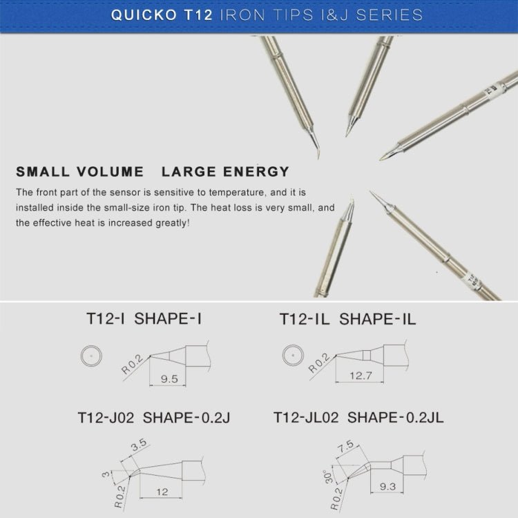 QUICKO T12 - JL02 Lead - free Soldering Iron Tip - British D'sire