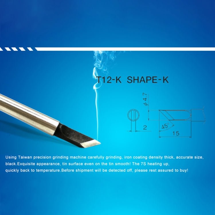 QUICKO T12 - K Black Welding Lead - free Soldering Iron Tip - British D'sire