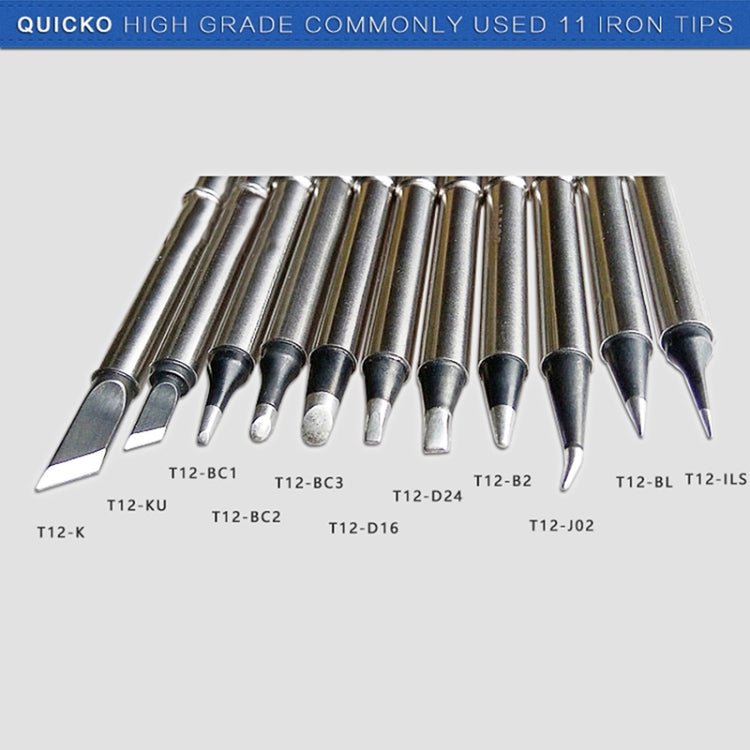 QUICKO T12 - KU Black Welding Lead - free Soldering Iron Tip - British D'sire